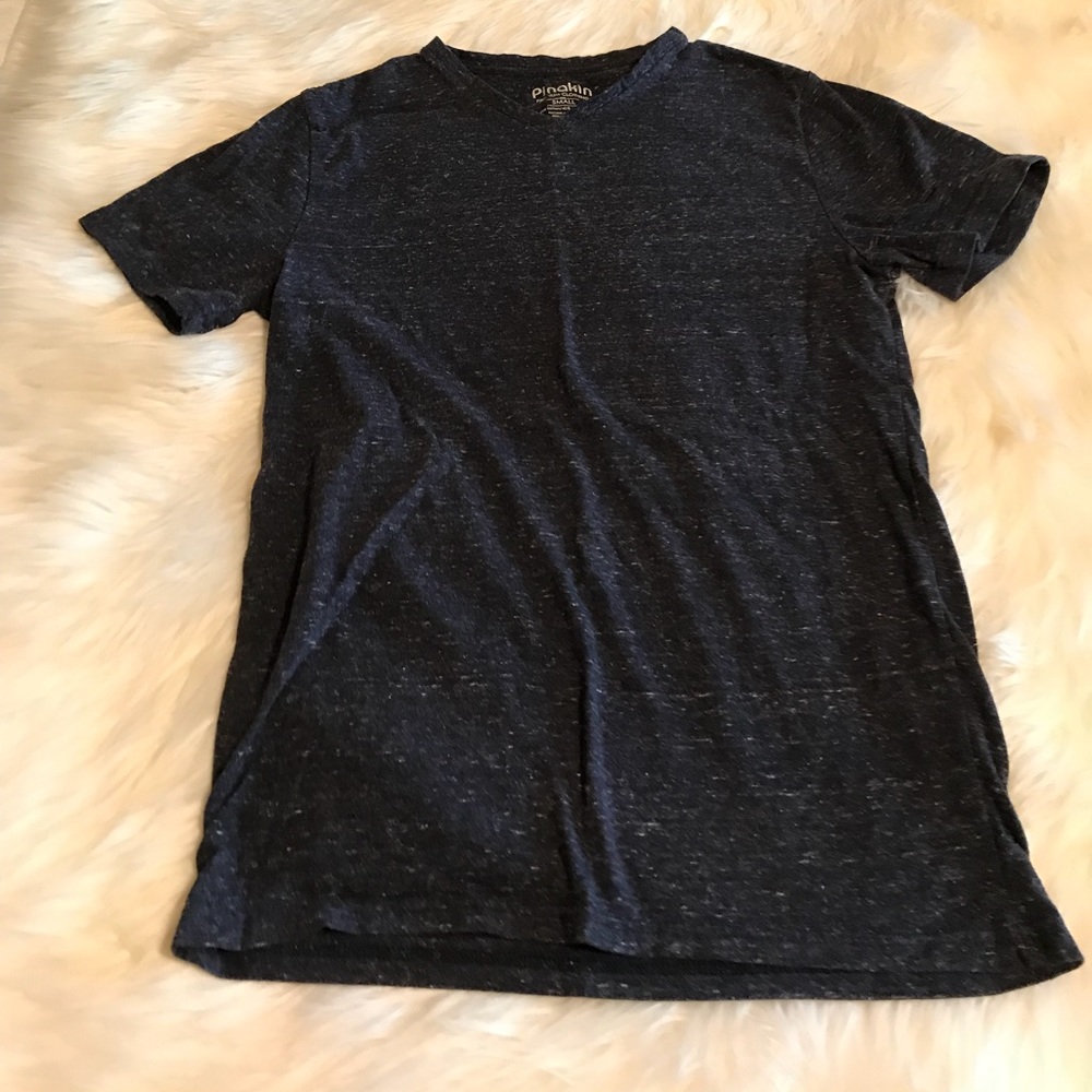 Pinakin Men’s V-Neck T-shirt Heathered Navy Size Small